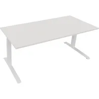 Soennecken Sitz-Steh-Schreibtisch All in One, elektrisch höhenverstellbar, 64,5-127,5cm (H), 180x80cm (BxT), rechteckig, weiß / weiß 400396