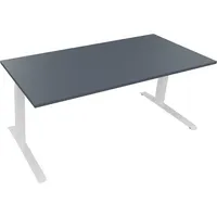 Soennecken Sitz-Steh-Schreibtisch All in One, elektrisch höhenverstellbar, 64,5-127,5cm (H), 180x80cm (BxT), rechteckig, lavagrau / weiß 40