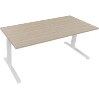 Soennecken Sitz-Steh-Schreibtisch All in One, elektrisch höhenverstellbar, 64,5-127,5cm (H), 180x80cm (BxT), rechteckig, eiche natur / weiß