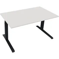 Soennecken Sitz-Steh-Schreibtisch All in One, elektrisch höhenverstellbar, 64,5-127,5cm (H), 140x80cm (BxT), rechteckig, weiß / anthrazit m