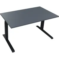 Soennecken Sitz-Steh-Schreibtisch All in One, elektrisch höhenverstellbar, 64,5-127,5cm (H), 140x80cm (BxT), rechteckig, lavagrau / anthraz