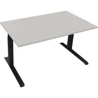 Soennecken Sitz-Steh-Schreibtisch All in One, elektrisch höhenverstellbar, 64,5-127,5cm (H), 140x80cm (BxT), rechteckig, lichtgrau / anthra