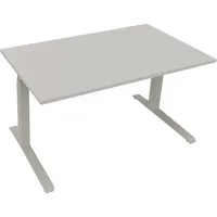 Soennecken Sitz-Steh-Schreibtisch All in One, elektrisch höhenverstellbar, 64,5-127,5cm (H), 140x80cm (BxT), rechteckig, lichtgrau / silber