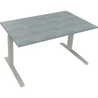 Soennecken Sitz-Steh-Schreibtisch All in One, elektrisch höhenverstellbar, 64,5-127,5cm (H), 140x80cm (BxT), rechteckig, beton hell / silbe
