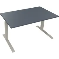Soennecken Sitz-Steh-Schreibtisch All in One, elektrisch höhenverstellbar, 64,5-127,5cm (H), 140x80cm (BxT), rechteckig, lavagrau / silbera
