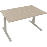 Soennecken Sitz-Steh-Schreibtisch All in One, elektrisch höhenverstellbar, 64,5-127,5cm (H), 140x80cm (BxT), rechteckig, eiche natur / silb