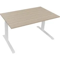 Soennecken Sitz-Steh-Schreibtisch All in One, elektrisch höhenverstellbar, 64,5-127,5cm (H), 140x80cm (BxT), rechteckig, eiche natur / weiß