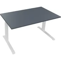 Soennecken Sitz-Steh-Schreibtisch All in One, elektrisch höhenverstellbar, 64,5-127,5cm (H), 140x80cm (BxT), rechteckig, lavagrau / weiß 40