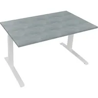 Soennecken Sitz-Steh-Schreibtisch All in One, elektrisch höhenverstellbar, 64,5-127,5cm (H), 140x80cm (BxT), rechteckig, beton hell / weiß