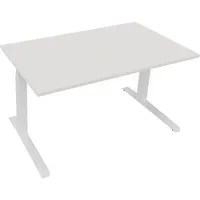 Soennecken Sitz-Steh-Schreibtisch All in One, elektrisch höhenverstellbar, 64,5-127,5cm (H), 140x80cm (BxT), rechteckig, weiß / weiß 400396
