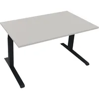 Soennecken Sitz-Steh-Schreibtisch All in One, elektrisch höhenverstellbar, 64,5-127,5cm (H), 140x80cm (BxT), rechteckig, lichtgrau / weiß 4