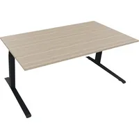 Soennecken Sitz-Steh-Schreibtisch All in One, elektrisch höhenverstellbar, 64,5-127,5cm (H), 180x90cm (BxT), rechteckig, eiche natur / anth