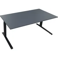 Soennecken Sitz-Steh-Schreibtisch All in One, elektrisch höhenverstellbar, 64,5-127,5cm (H), 180x90cm (BxT), rechteckig, lavagrau / anthraz