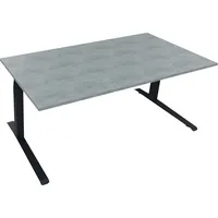 Soennecken Sitz-Steh-Schreibtisch All in One, elektrisch höhenverstellbar, 64,5-127,5cm (H), 180x90cm (BxT), rechteckig, beton hell / anthr