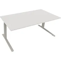 Soennecken Sitz-Steh-Schreibtisch All in One, elektrisch höhenverstellbar, 64,5-127,5cm (H), 180x90cm (BxT), rechteckig, weiß / silberalumi