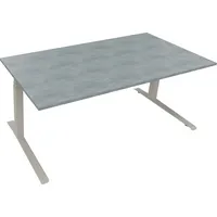 Soennecken Sitz-Steh-Schreibtisch All in One, elektrisch höhenverstellbar, 64,5-127,5cm (H), 180x90cm (BxT), rechteckig, beton hell / silbe