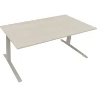 Soennecken Sitz-Steh-Schreibtisch All in One, elektrisch höhenverstellbar, 64,5-127,5cm (H), 180x90cm (BxT), rechteckig, akazie hell / silb