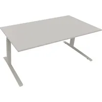 Soennecken Sitz-Steh-Schreibtisch All in One, elektrisch höhenverstellbar, 64,5-127,5cm (H), 180x90cm (BxT), rechteckig, lichtgrau / silber