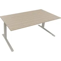 Soennecken Sitz-Steh-Schreibtisch All in One, elektrisch höhenverstellbar, 64,5-127,5cm (H), 180x90cm (BxT), rechteckig, eiche natur / silb