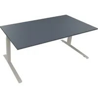 Soennecken Sitz-Steh-Schreibtisch All in One, elektrisch höhenverstellbar, 64,5-127,5cm (H), 180x90cm (BxT), rechteckig, lavagrau / silbera