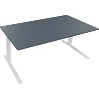 Soennecken Sitz-Steh-Schreibtisch All in One, elektrisch höhenverstellbar, 64,5-127,5cm (H), 180x90cm (BxT), rechteckig, lavagrau / weiß 40