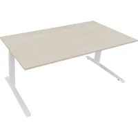 Soennecken Sitz-Steh-Schreibtisch All in One, elektrisch höhenverstellbar, 64,5-127,5cm (H), 180x90cm (BxT), rechteckig, akazie hell / weiß