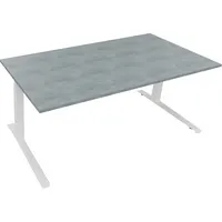Soennecken Sitz-Steh-Schreibtisch All in One, elektrisch höhenverstellbar, 64,5-127,5cm (H), 180x90cm (BxT), rechteckig, beton hell / weiß