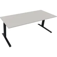 Soennecken Sitz-Steh-Schreibtisch All in One, elektrisch höhenverstellbar, 64,5-127,5cm (H), 200x80cm (BxT), rechteckig, lichtgrau / anthra