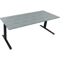 Soennecken Sitz-Steh-Schreibtisch All in One, elektrisch höhenverstellbar, 64,5-127,5cm (H), 200x80cm (BxT), rechteckig, beton hell / silbe