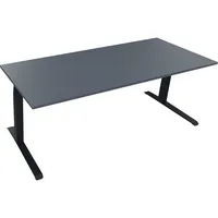 Soennecken Sitz-Steh-Schreibtisch All in One, elektrisch höhenverstellbar, 64,5-127,5cm (H), 200x80cm (BxT), rechteckig, lavagrau / anthraz