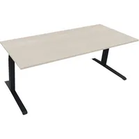Soennecken Sitz-Steh-Schreibtisch All in One, elektrisch höhenverstellbar, 64,5-127,5cm (H), 200x80cm (BxT), rechteckig, akazie hell / silb