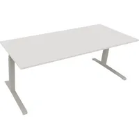 Soennecken Sitz-Steh-Schreibtisch All in One, elektrisch höhenverstellbar, 64,5-127,5cm (H), 200x80cm (BxT), rechteckig, weiß / silberalumi