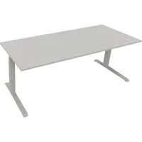 Soennecken Sitz-Steh-Schreibtisch All in One, elektrisch höhenverstellbar, 64,5-127,5cm (H), 200x80cm (BxT), rechteckig, lichtgrau / silber