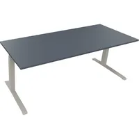 Soennecken Sitz-Steh-Schreibtisch All in One, elektrisch höhenverstellbar, 64,5-127,5cm (H), 200x80cm (BxT), rechteckig, lavagrau / silbera
