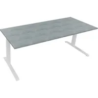 Soennecken Sitz-Steh-Schreibtisch All in One, elektrisch höhenverstellbar, 64,5-127,5cm (H), 200x80cm (BxT), rechteckig, beton hell / weiß