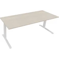 Soennecken Sitz-Steh-Schreibtisch All in One, elektrisch höhenverstellbar, 64,5-127,5cm (H), 200x80cm (BxT), rechteckig, akazie hell / weiß