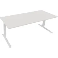 Soennecken Sitz-Steh-Schreibtisch All in One, elektrisch höhenverstellbar, 64,5-127,5cm (H), 200x80cm (BxT), rechteckig, weiß / weiß 400396