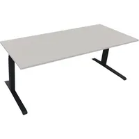 Soennecken Sitz-Steh-Schreibtisch All in One, elektrisch höhenverstellbar, 64,5-127,5cm (H), 200x80cm (BxT), rechteckig, lichtgrau / weiß 4
