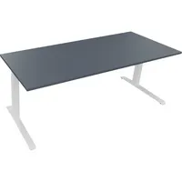 Soennecken Sitz-Steh-Schreibtisch All in One, elektrisch höhenverstellbar, 64,5-127,5cm (H), 200x80cm (BxT), rechteckig, lavagrau / weiß 40