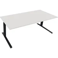 Soennecken Sitz-Steh-Schreibtisch All in One, elektrisch höhenverstellbar, 64,5-127,5cm (H), 200x90cm (BxT), rechteckig, weiß / anthrazit m