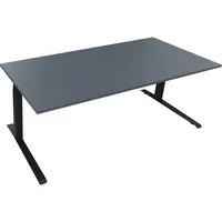 Soennecken Sitz-Steh-Schreibtisch All in One, elektrisch höhenverstellbar, 64,5-127,5cm (H), 200x90cm (BxT), rechteckig, lavagrau / anthraz