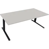Soennecken Sitz-Steh-Schreibtisch All in One, elektrisch höhenverstellbar, 64,5-127,5cm (H), 200x90cm (BxT), rechteckig, lichtgrau / anthra