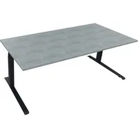 Soennecken Sitz-Steh-Schreibtisch All in One, elektrisch höhenverstellbar, 64,5-127,5cm (H), 200x90cm (BxT), rechteckig, beton hell / anthr
