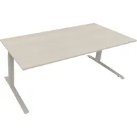 Soennecken Sitz-Steh-Schreibtisch All in One, elektrisch höhenverstellbar, 64,5-127,5cm (H), 200x90cm (BxT), rechteckig, akazie hell / silb