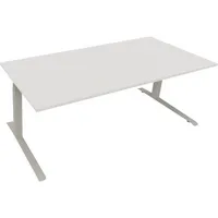 Soennecken Sitz-Steh-Schreibtisch All in One, elektrisch höhenverstellbar, 64,5-127,5cm (H), 200x90cm (BxT), rechteckig, weiß / silberalumi
