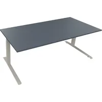 Soennecken Sitz-Steh-Schreibtisch All in One, elektrisch höhenverstellbar, 64,5-127,5cm (H), 200x90cm (BxT), rechteckig, lavagrau / silbera