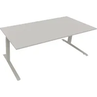 Soennecken Sitz-Steh-Schreibtisch All in One, elektrisch höhenverstellbar, 64,5-127,5cm (H), 200x90cm (BxT), rechteckig, lichtgrau / silber