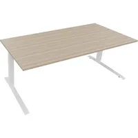 Soennecken Sitz-Steh-Schreibtisch All in One, elektrisch höhenverstellbar, 64,5-127,5cm (H), 200x90cm (BxT), rechteckig, eiche natur / weiß