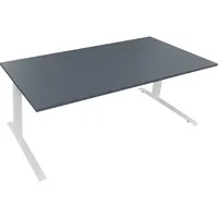 Soennecken Sitz-Steh-Schreibtisch All in One, elektrisch höhenverstellbar, 64,5-127,5cm (H), 200x90cm (BxT), rechteckig, lavagrau / weiß 40
