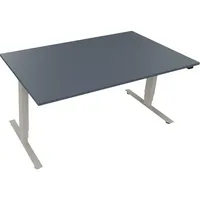 Soennecken Sitz-Steh-Schreibtisch, elektrisch höhenverstellbar, 62,5-128,5cm (H), 160x90cm (BxT), rechteckig, lavagrau / silberaluminium 40